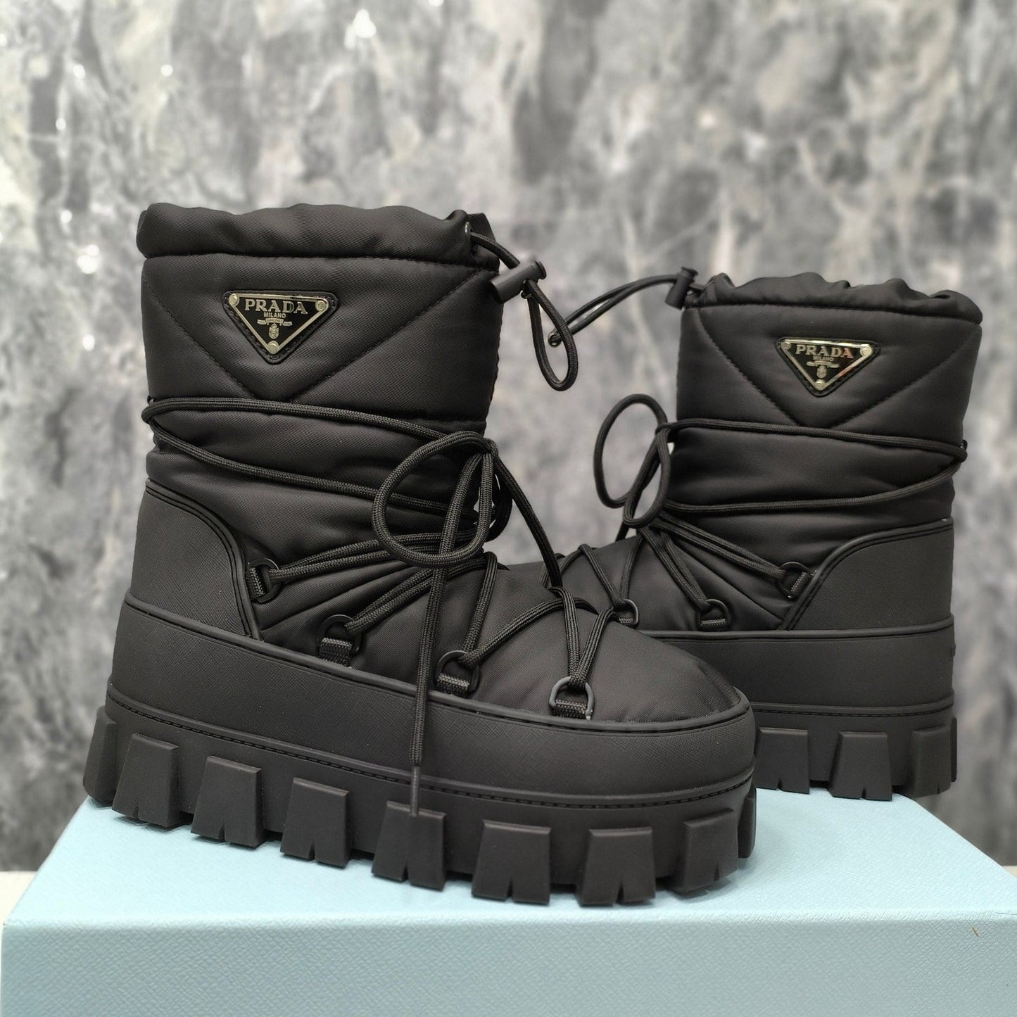 Luxury PradaRE-NYLON GABARDINE APRÈS SKI BOOTIES BLACK
