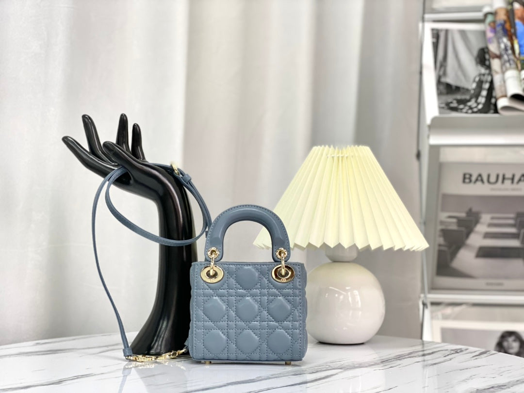 Luxury DiorMICRO LADY 12 BAG IN BLUE SAPPHIRE LAMBSKIN