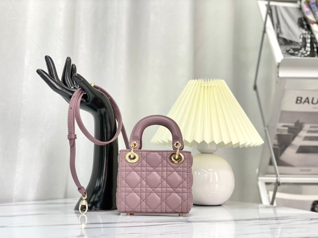 Luxury DiorMICRO LADY 12 BAG IN LIGHT PURPLE LAMBSKIN