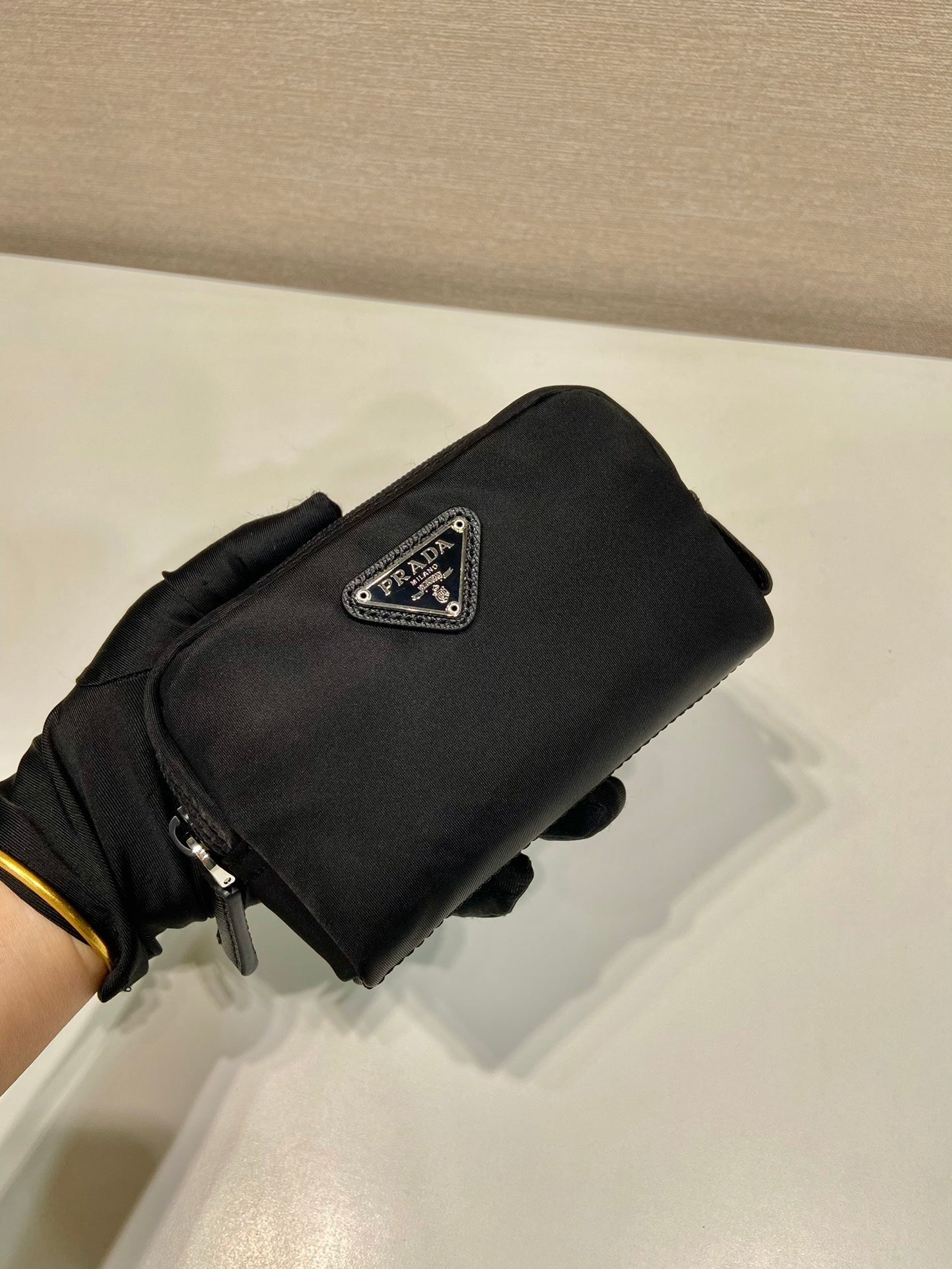 Luxury PradaCLUTCH 12 IN BLACK RE-NYLON