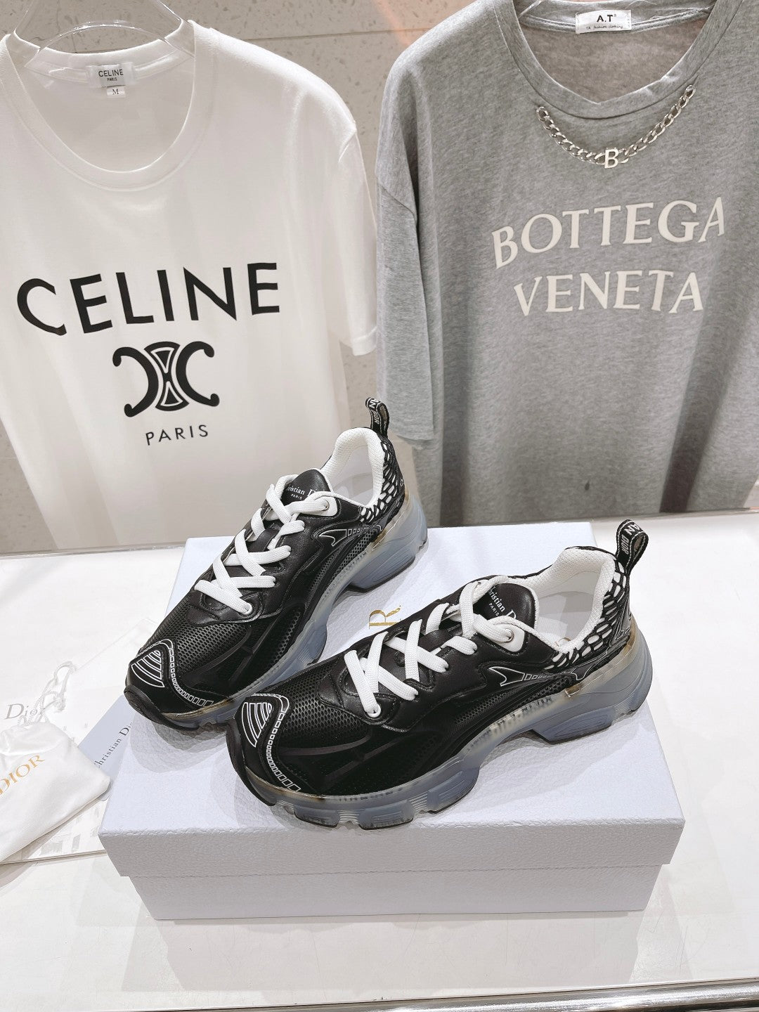 Luxury DiorVibe Sneaker Black Polyester Mesh Fabric And Lambskin