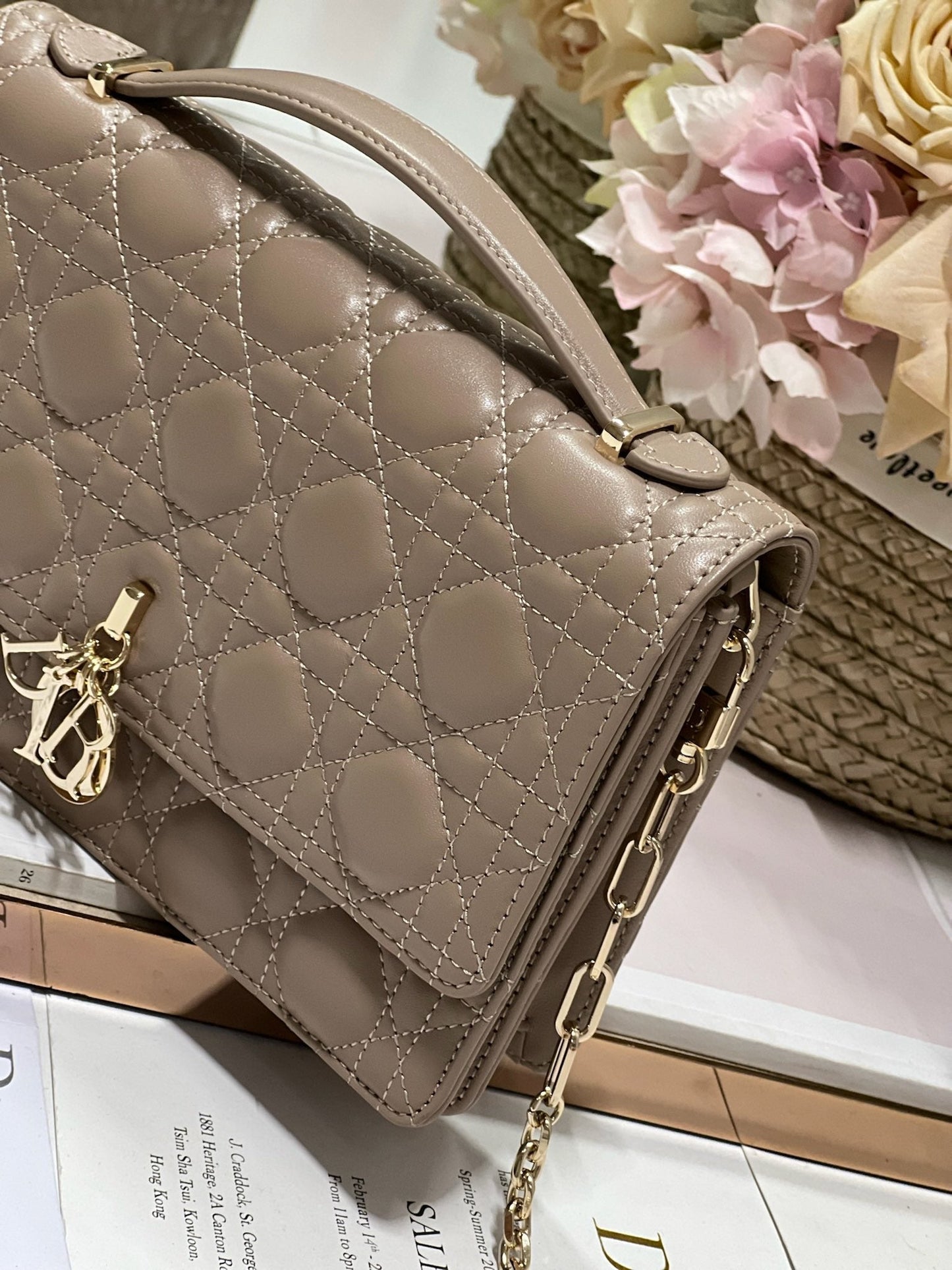Luxury DiorMY 24 TOP HANDLE BAG DARK BROWN LAMBSKIN
