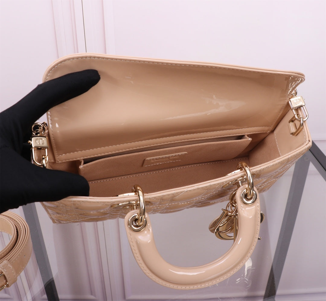 Luxury DiorMEDIUM LADY D-JOY 26 BEIGE LAMBSKIN