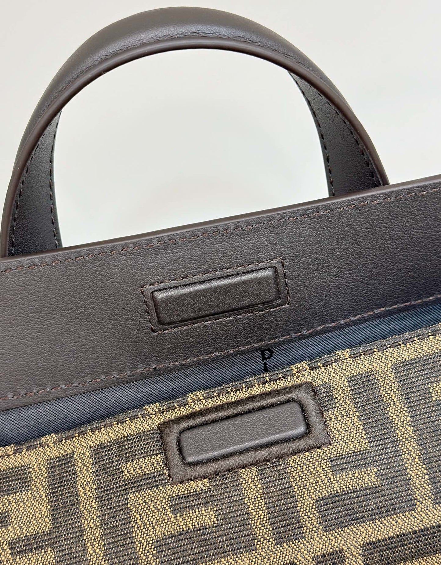 Luxury FendiLuxury Fendi27 BAG IN BROWN MIX BLACK JACQUARD FABRIC WITH CALFSKIN