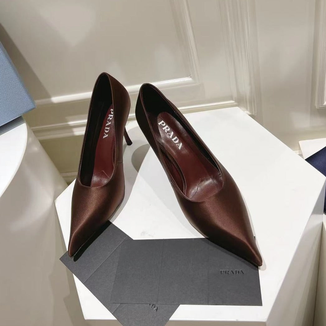 Luxury PradaBASIC HIGH-HEELED CHOCOLATE SATIN