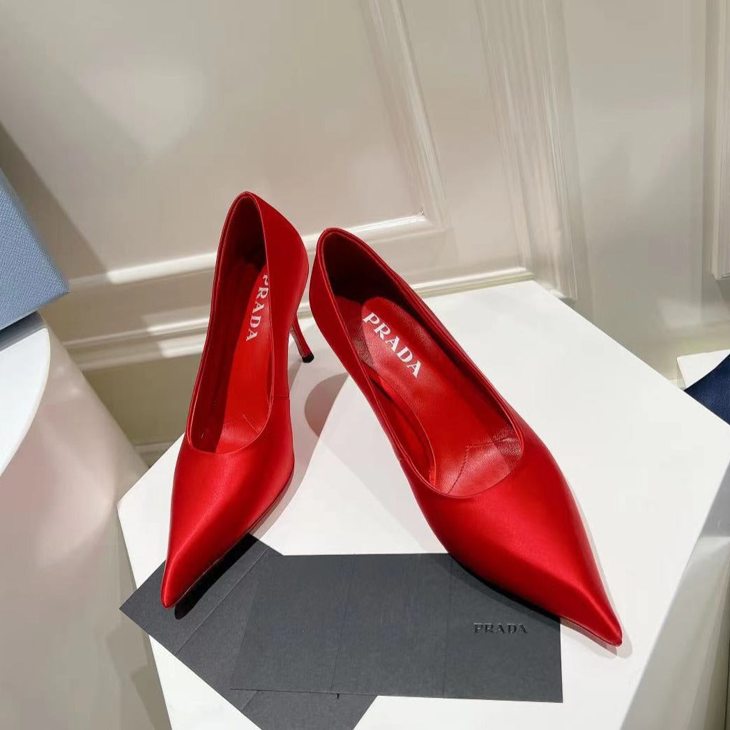 Luxury PradaBASIC HIGH-HEELED CRIMSON SATIN