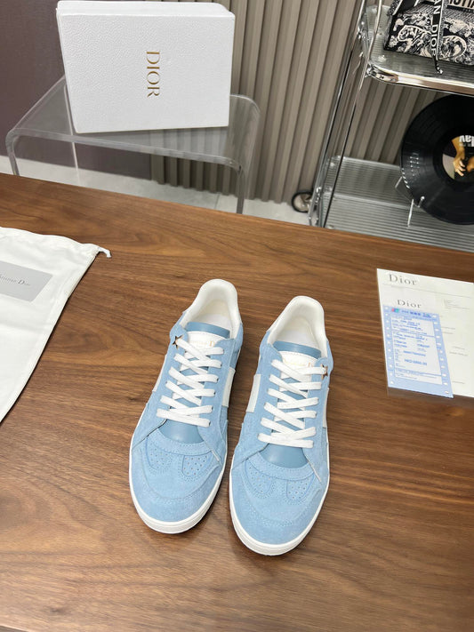 Luxury DiorStar Sneaker Light Blue Suede And Calfskin