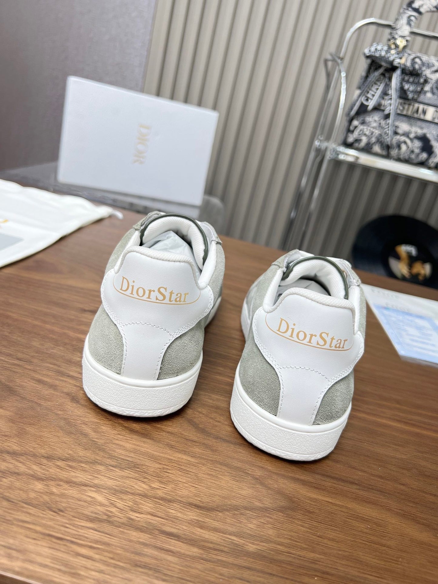 Luxury DiorStar Sneaker Grey Green Suede And Calfskin