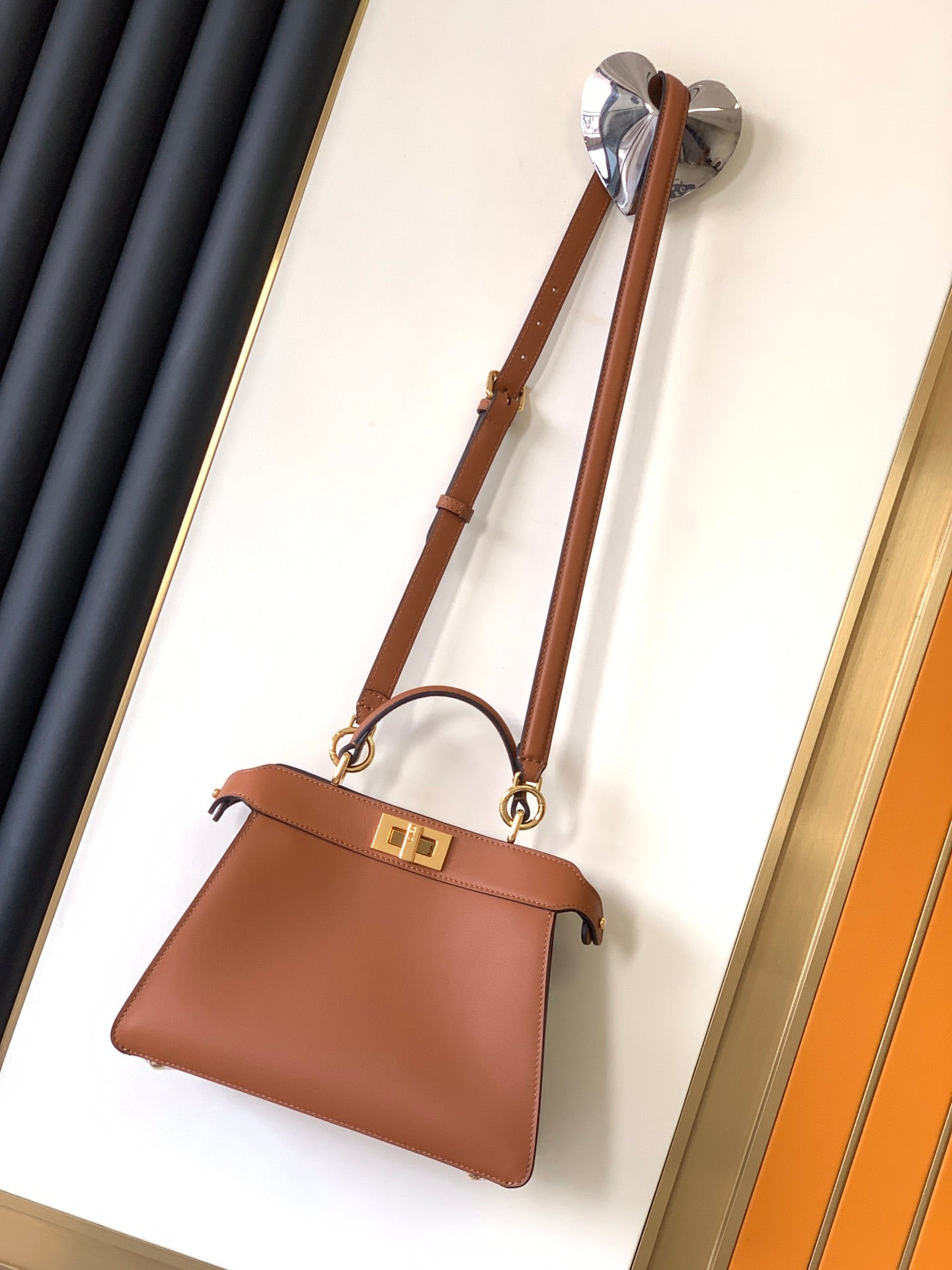 Luxury FendiPeekaboo ISeeU Small 27cm Bag gold lambskin gold hardware