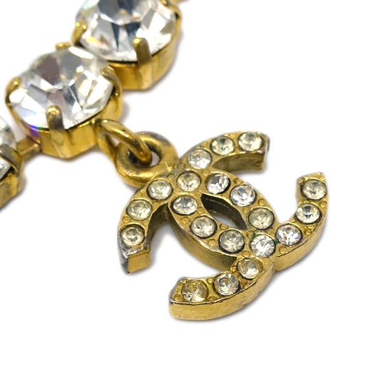 Luxury Chanel Rhinestone Chain Bracelet Gold 95P