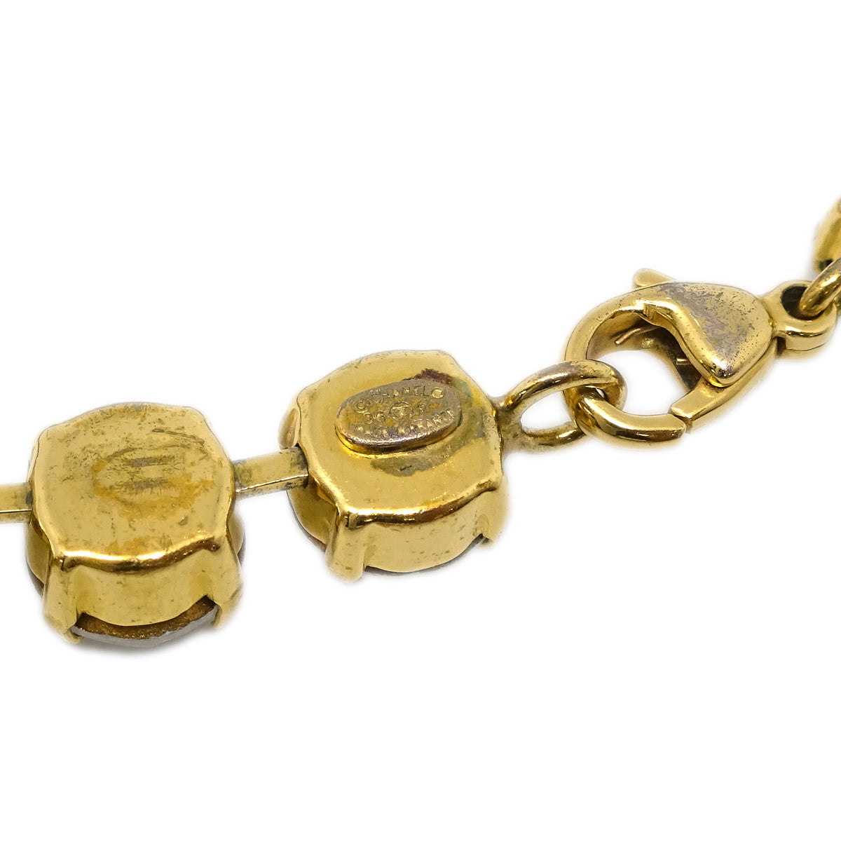 Luxury Chanel Rhinestone Chain Bracelet Gold 95P
