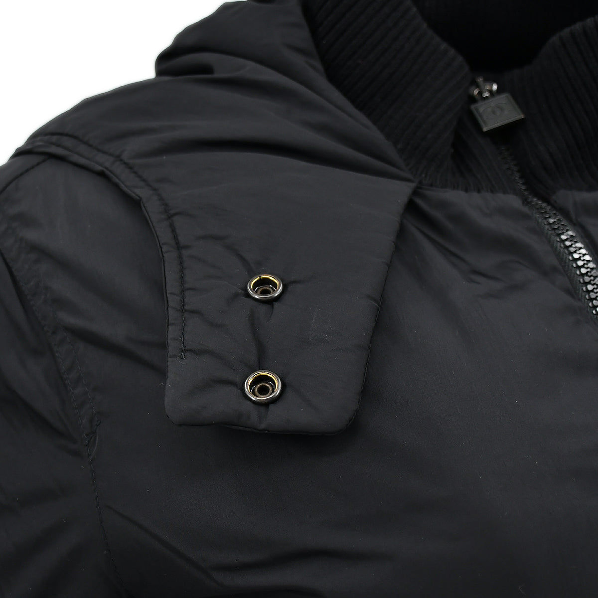 Luxury Chanel Sport Line Zip Up Hoodie Jacket Black 07A #38