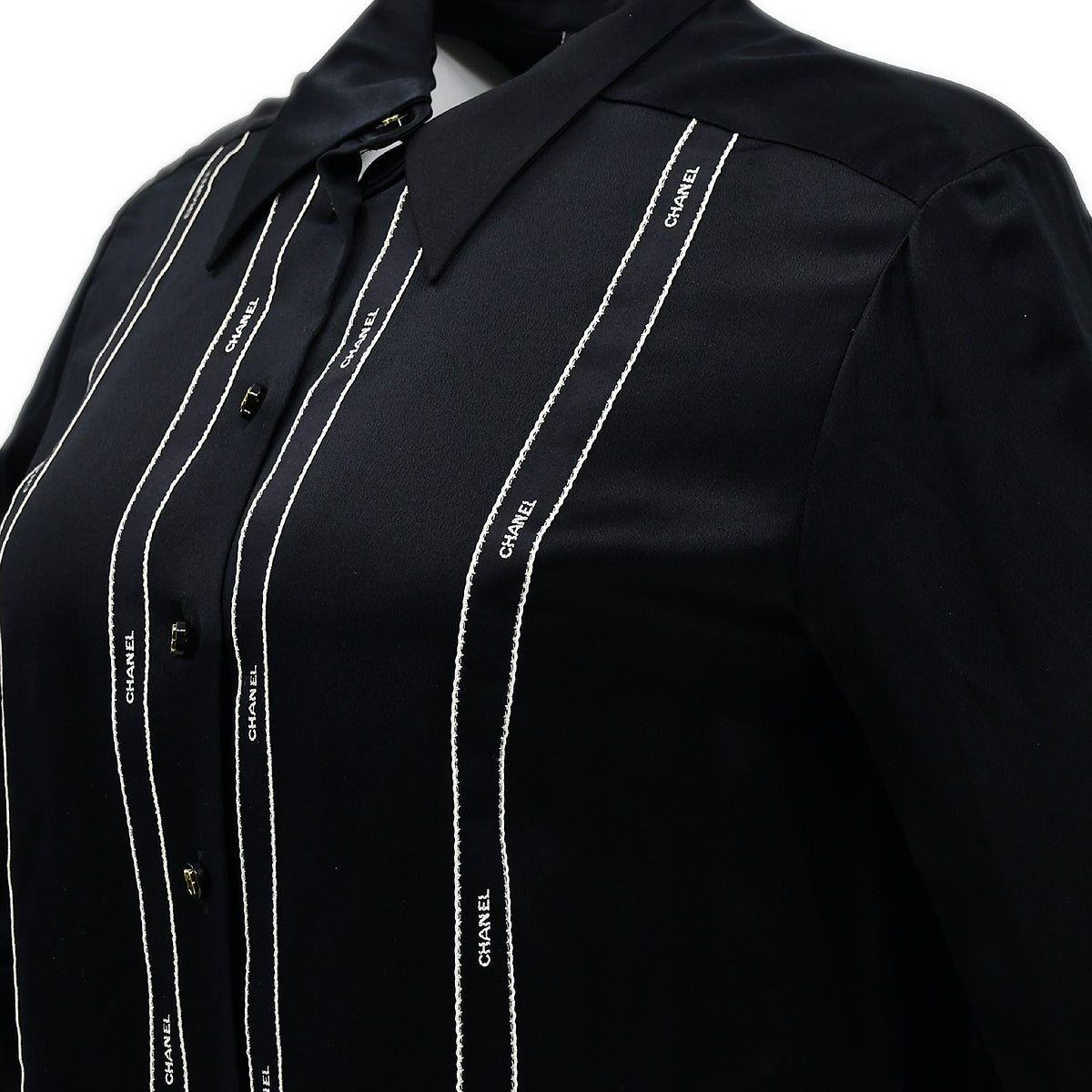 Luxury Chanel Blouse Shirt Black 94A #38