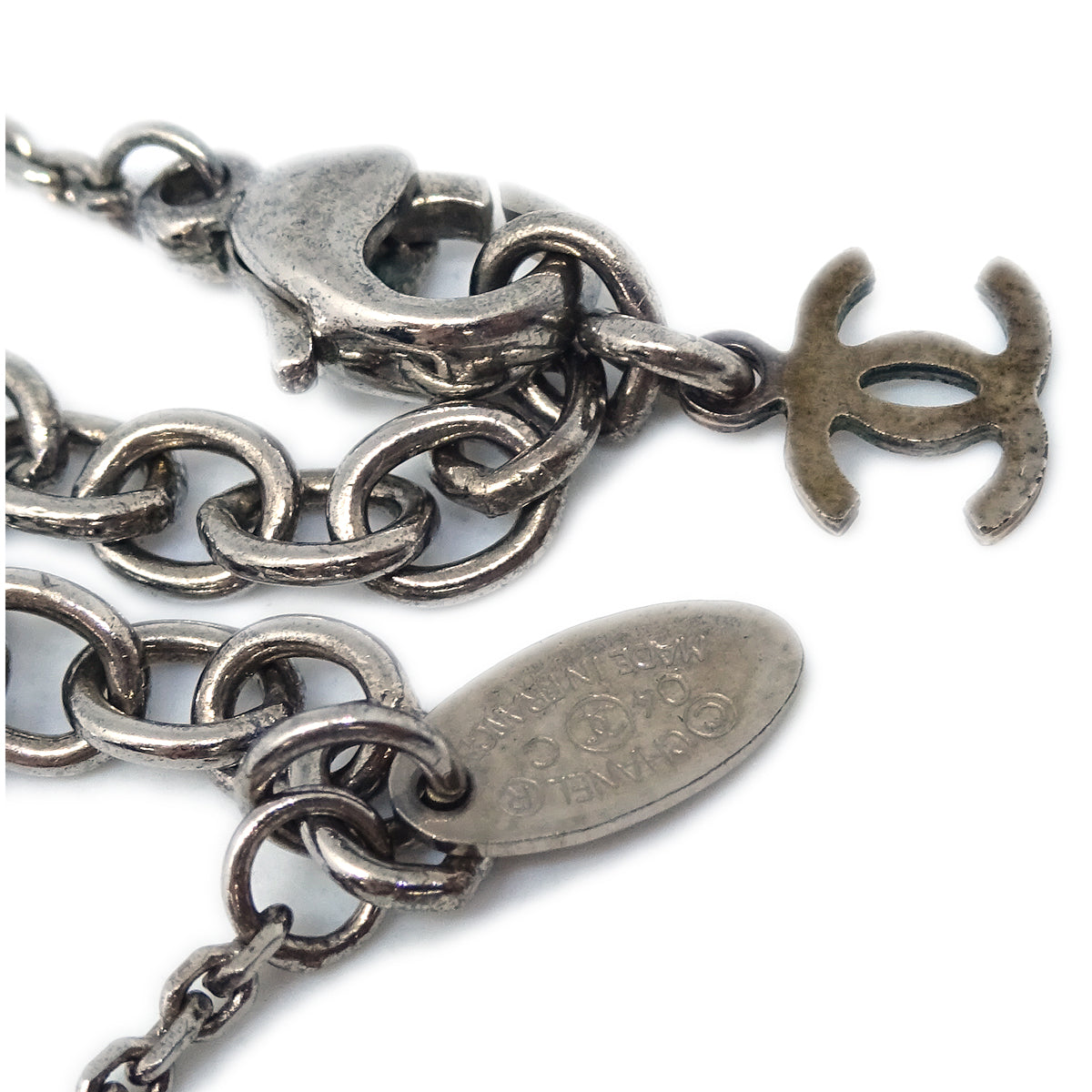 Luxury Chanel Star Chain Necklace Pendant Silver White 04C