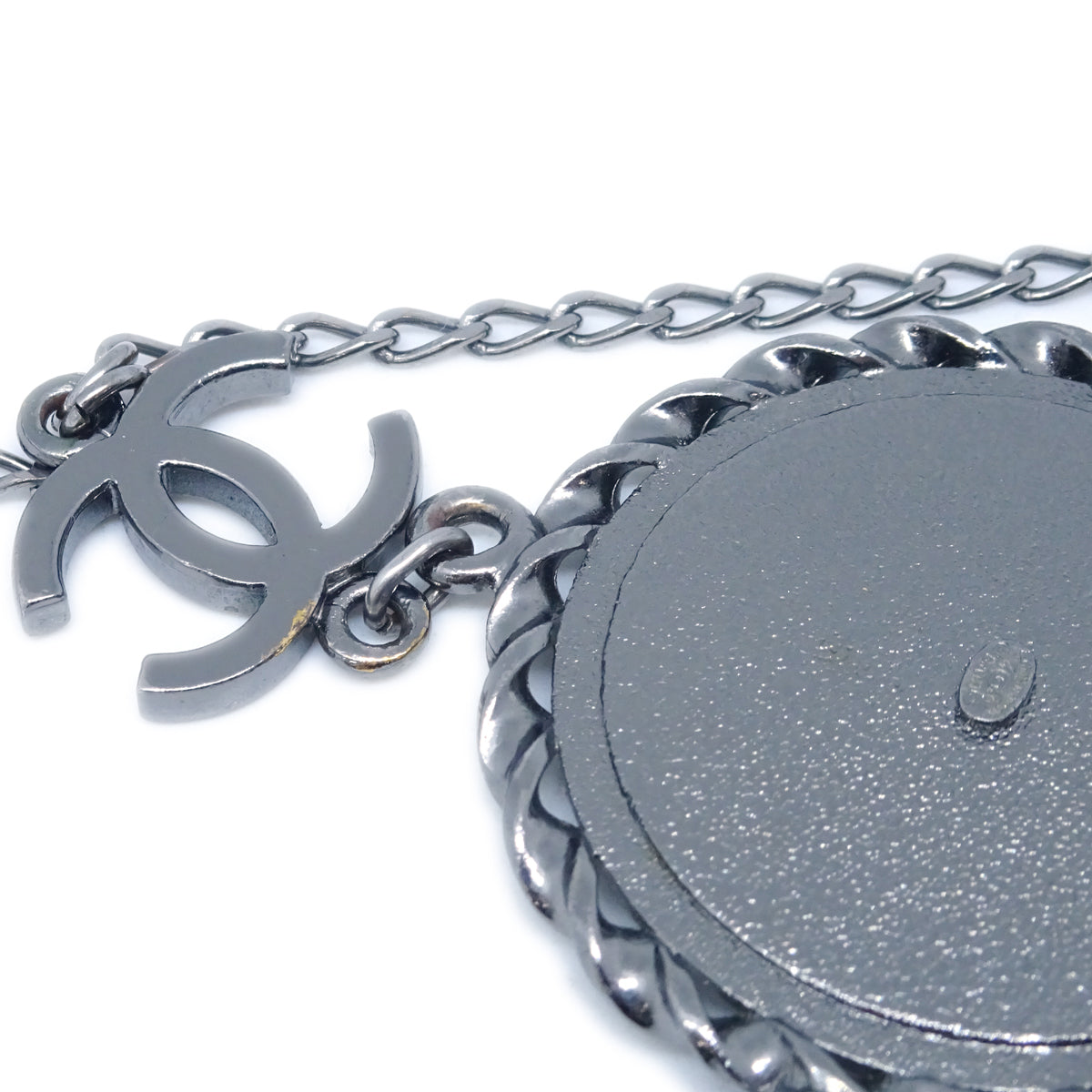 Luxury Chanel Mademoiselle Chain Pendant Necklace Silver 03P