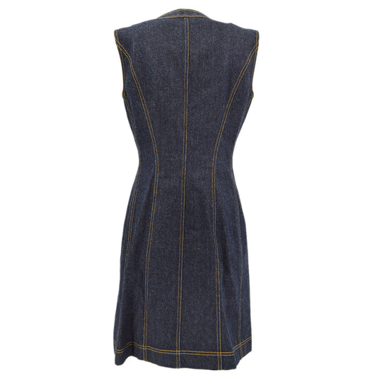 Luxury Chanel Sleeveless Denim Dress Indigo E97 #42