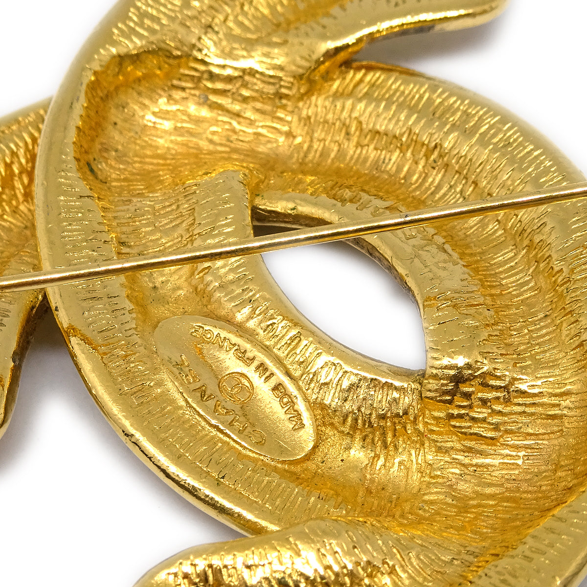 Luxury Chanel Quilted CC Brooch Pin Gold 1152