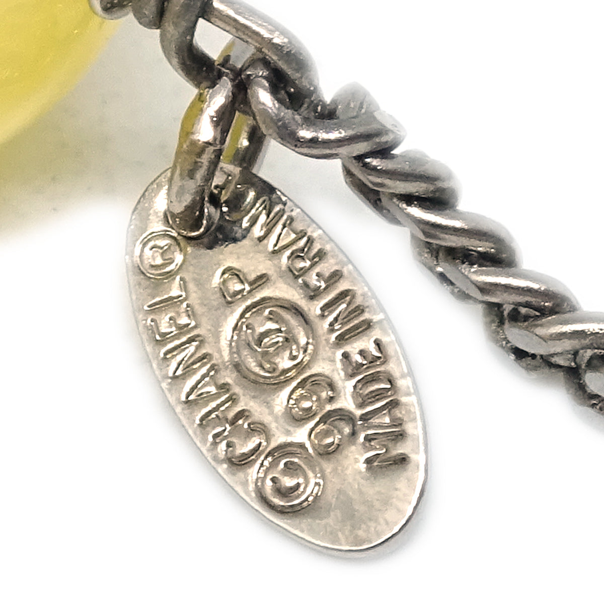 Luxury Chanel Artificial Pearl Silver Chain Necklace White 99P