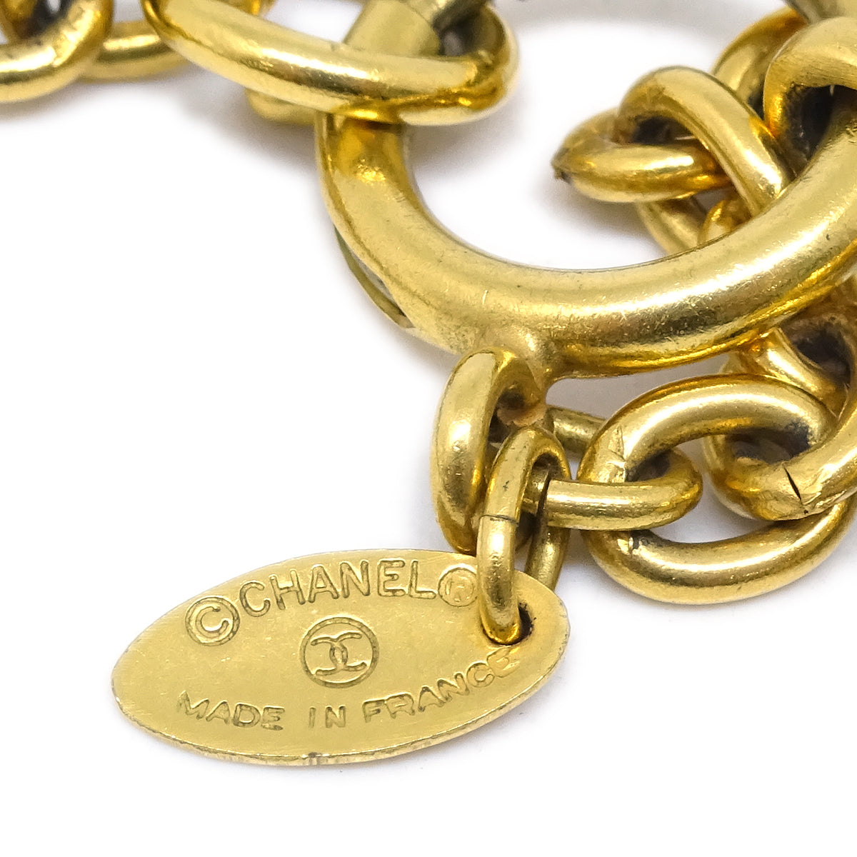 Luxury Chanel Medallion Gold Chain Pendant Necklace 3842