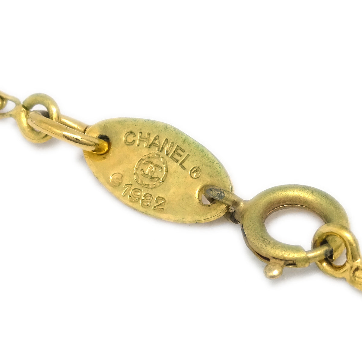 Luxury Chanel Gold Mini CC Pendant Necklace 1982