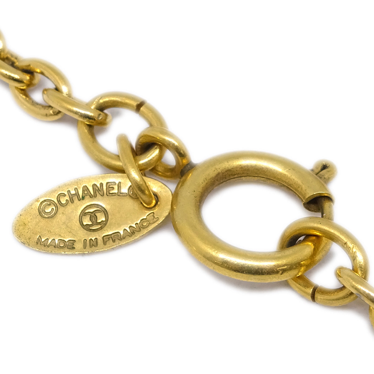 Luxury Chanel Gold Medallion Pendant Necklace 3242