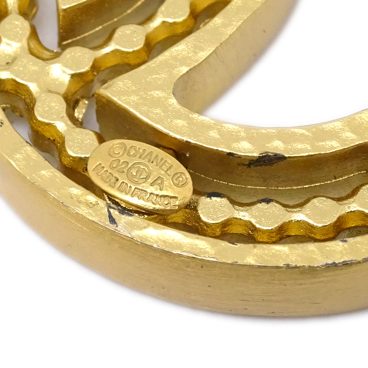 Luxury Chanel CC Brooch Pin Rhinestone Gold 02A