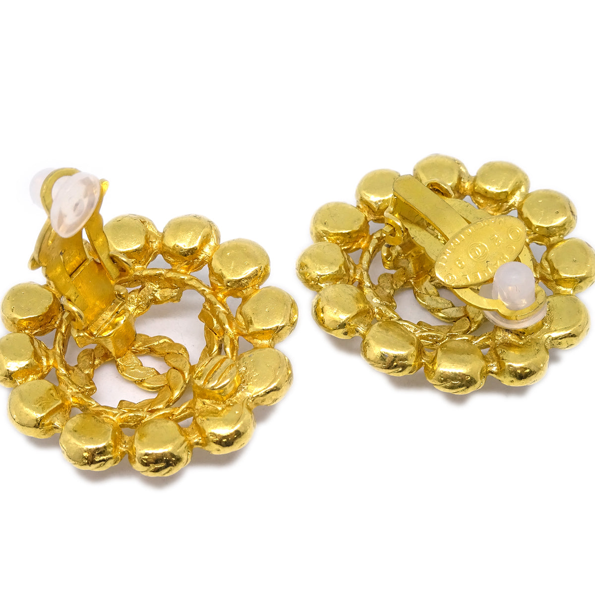 Luxury Chanel Gold Earrings Clip-On Rhinestone 29