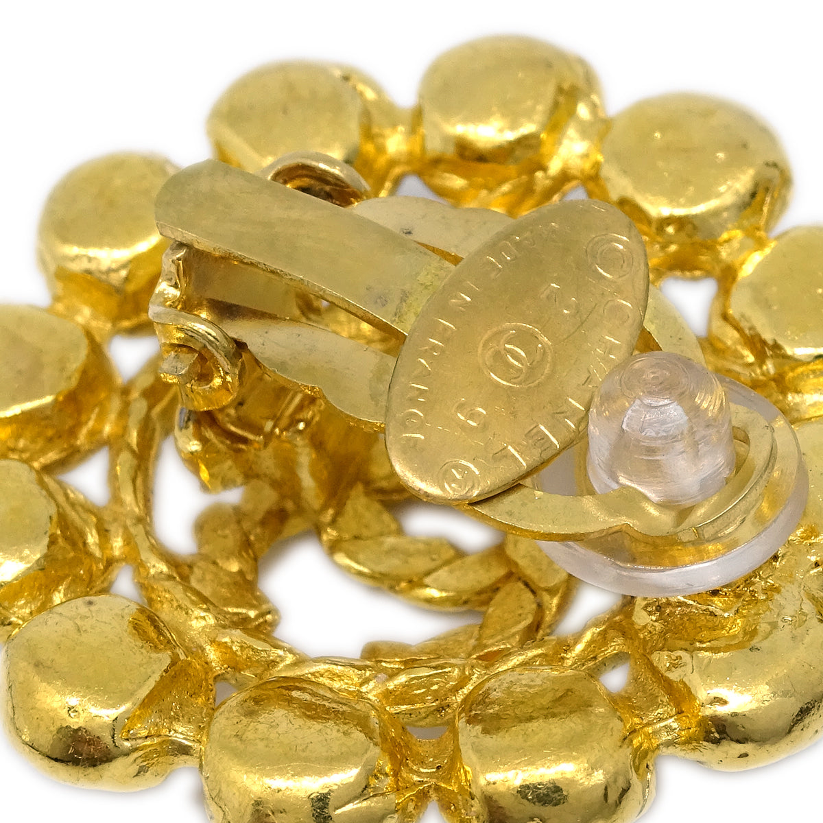 Luxury Chanel Gold Earrings Clip-On Rhinestone 29