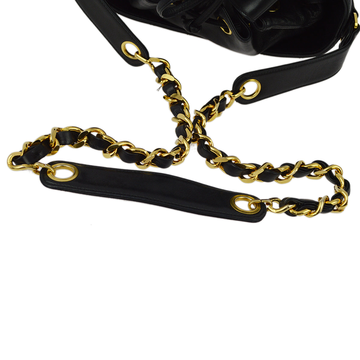 Luxury Chanel 1989-1991 Black Lambskin Bucket Shoulder Bag