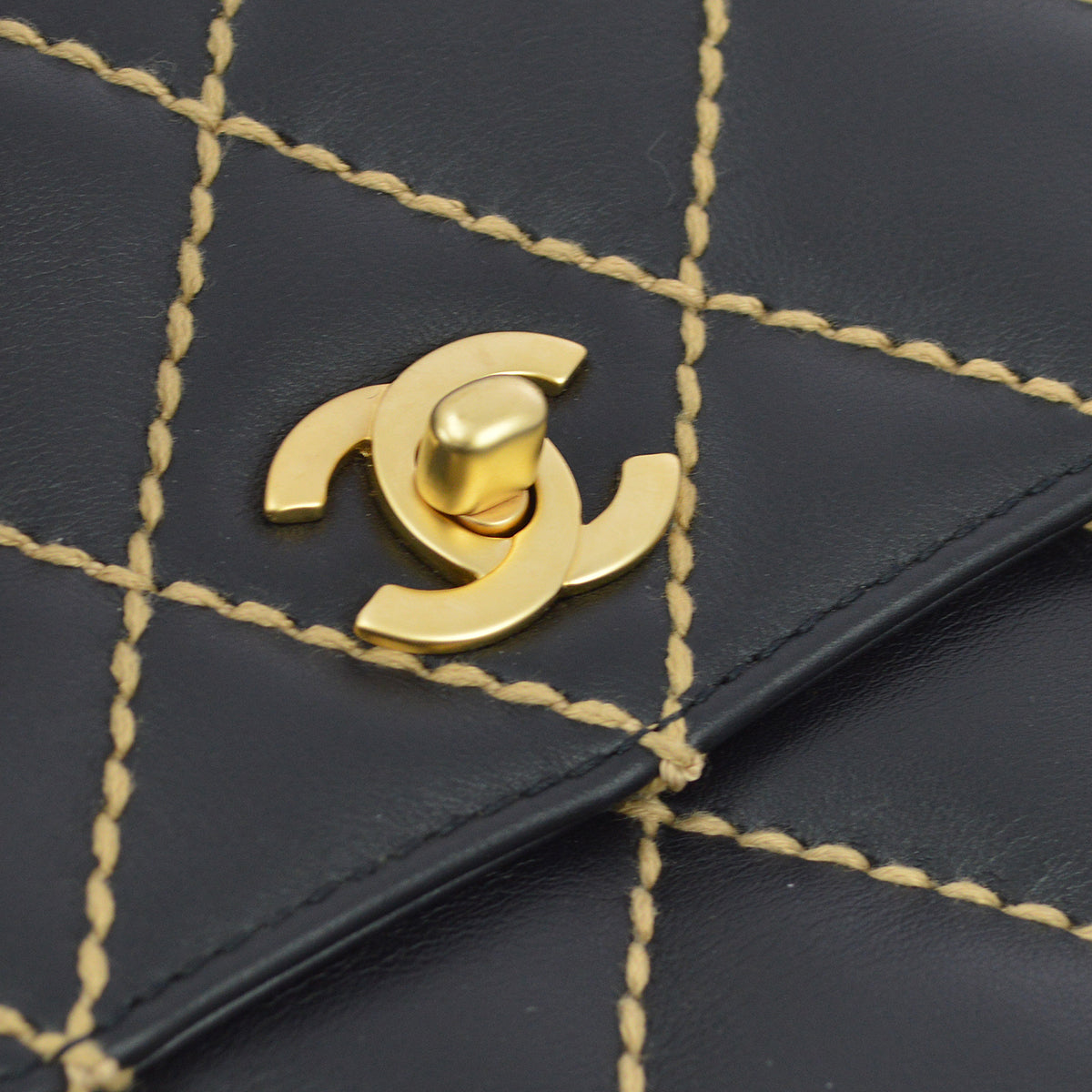 Luxury Chanel * 2004-2005 Black Calfskin Wild Stitch Kelly 25