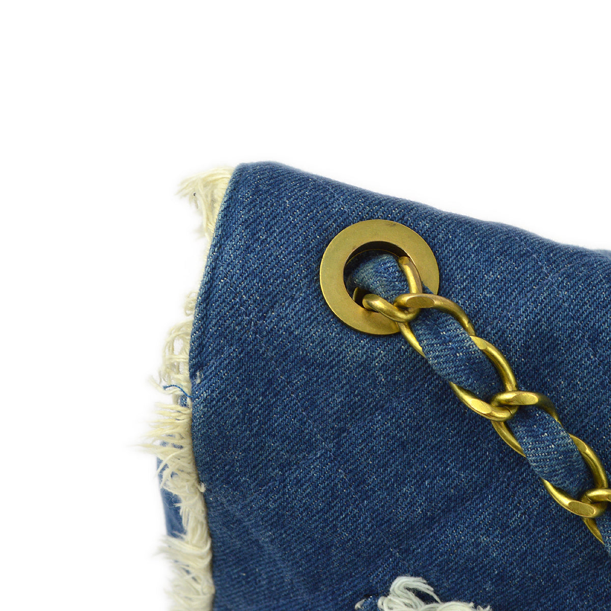 Luxury Chanel 1997-1999 Blue Denim Maxi Straight Flap Bag
