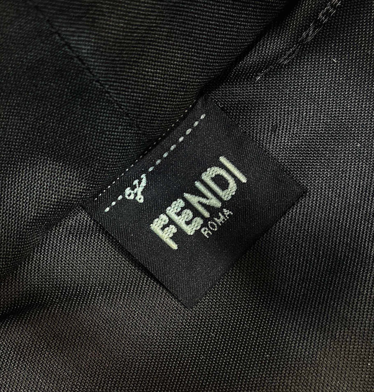 Luxury FendiMINI ROLL BAG 15 BLACK MIX BROWN FF JACQUARD FABRIC