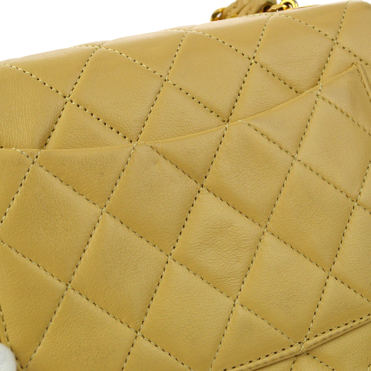 Luxury Chanel 1986-1988 Beige Lambskin Mini Classic Square Flap Handbag 17