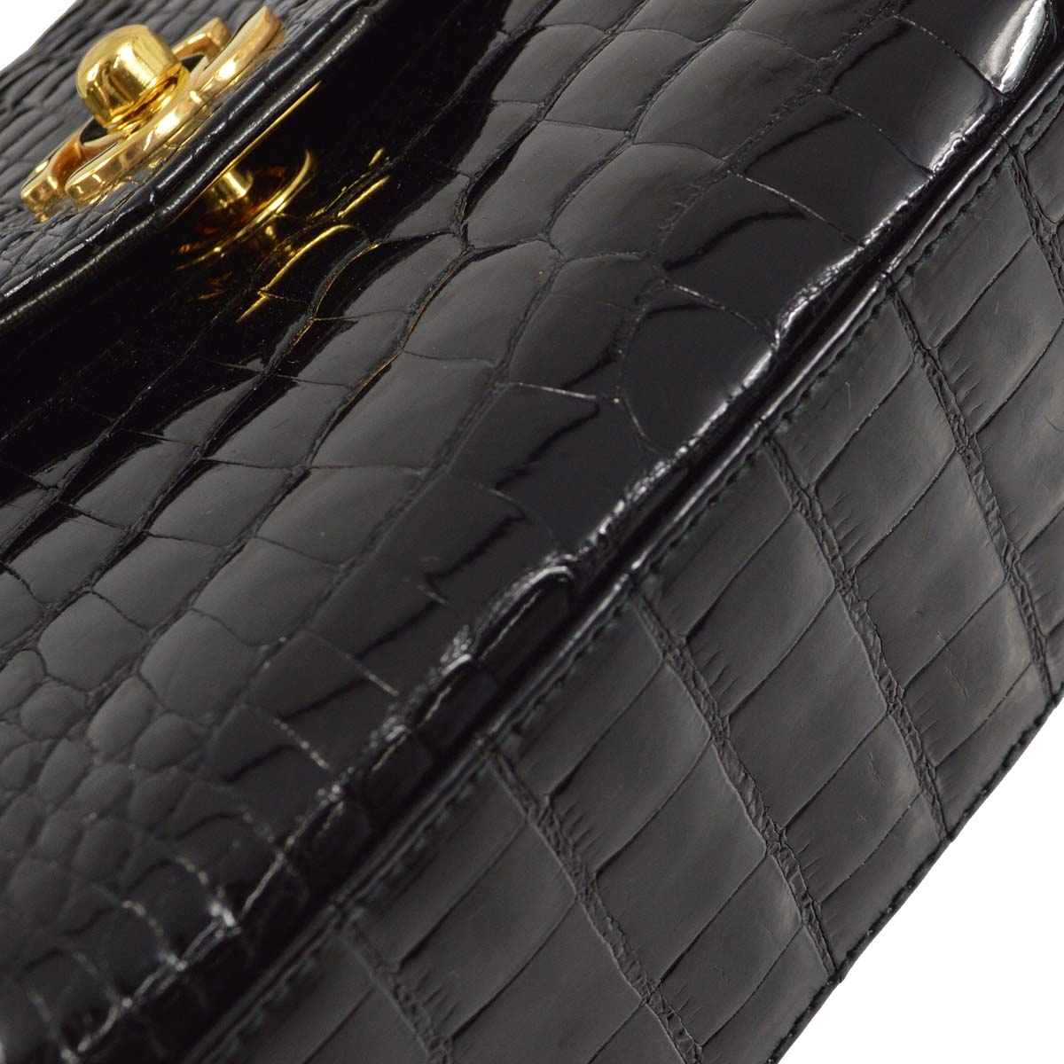 Luxury Chanel * 1996-1997 Black Crocodile Handbag