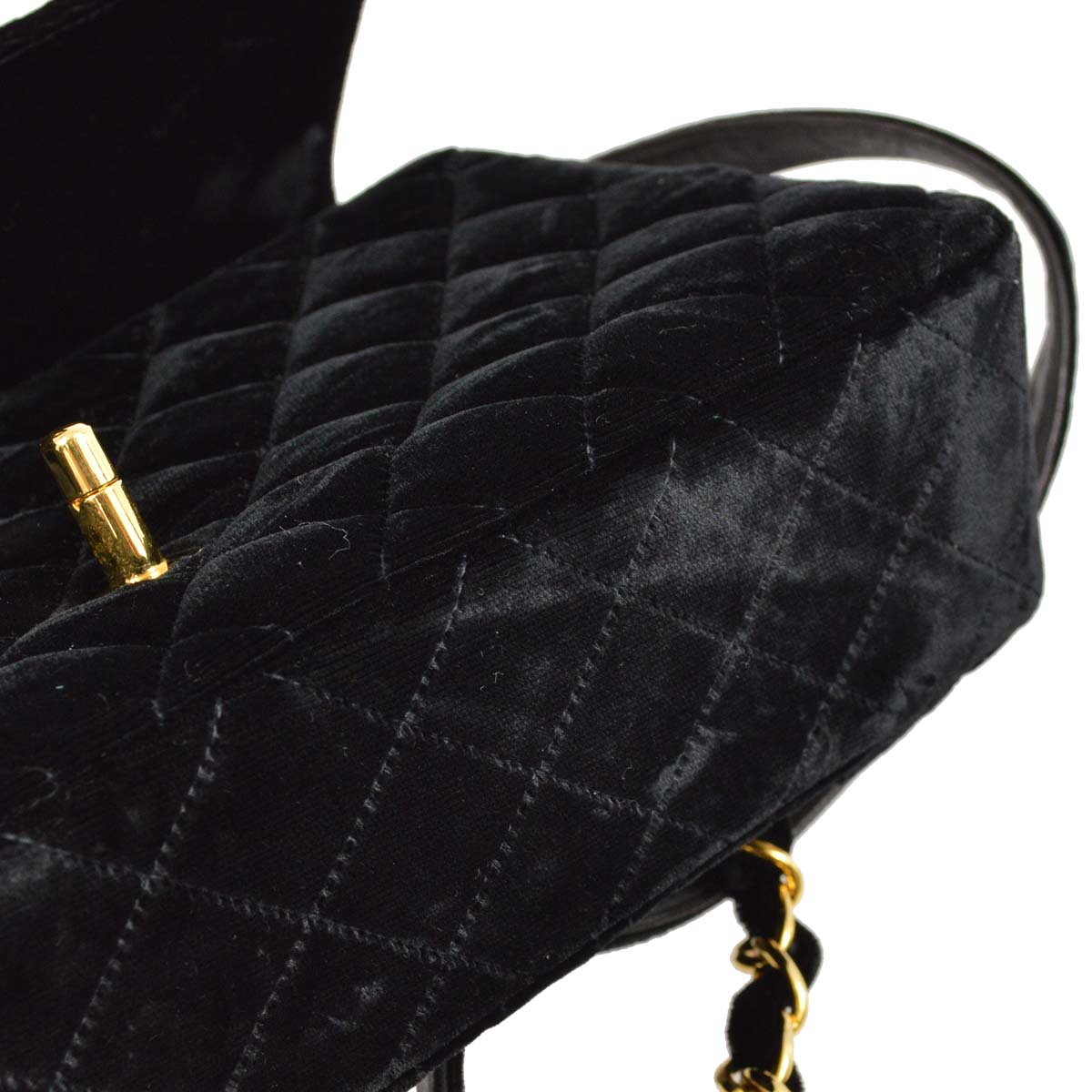 Luxury Chanel * 1994-1996 Black Velvet Classic Flap Chain Backpack