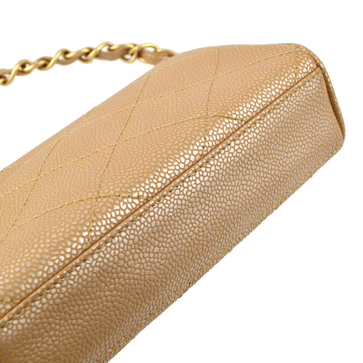 Luxury Chanel 2000-2001 Beige Caviar Chain Handbag 18