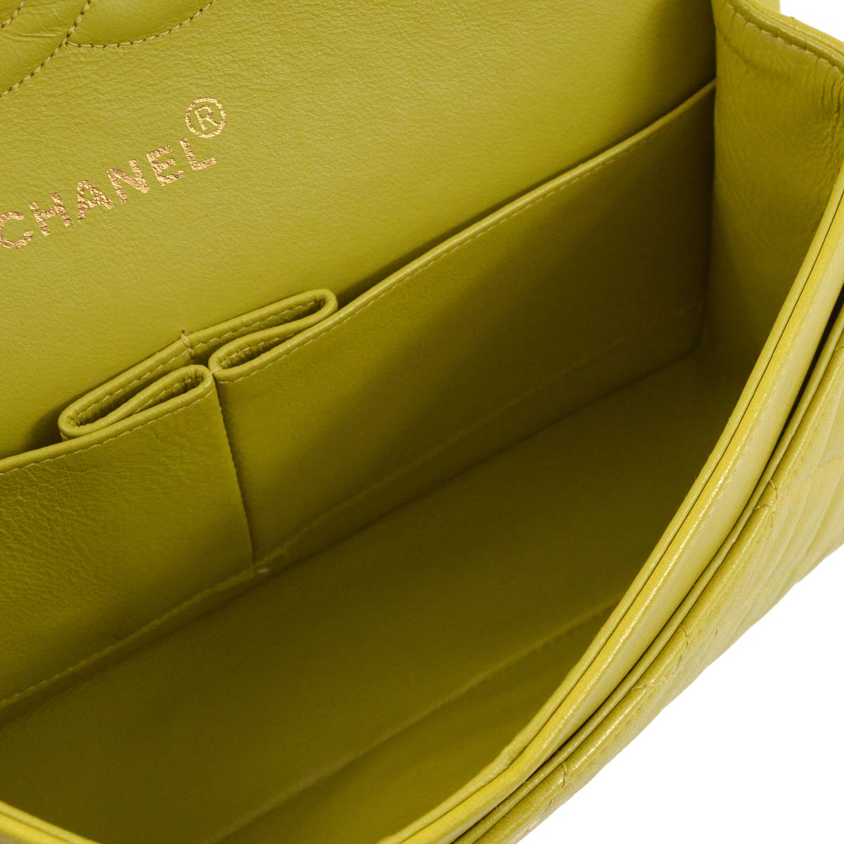 Luxury Chanel * 1997-1999 Green Lambskin Medium Classic Double Flap Shoulder Bag