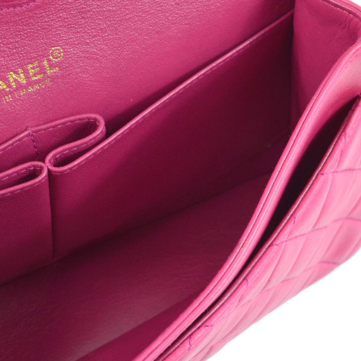 Luxury Chanel * 2000-2001 Pink Lambskin Medium Classic Double Flap Shoulder Bag