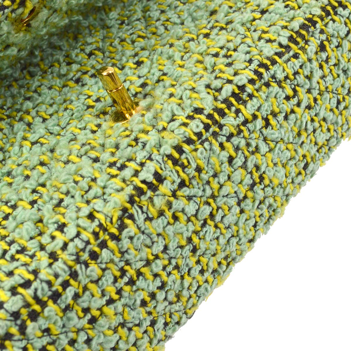 Luxury Chanel 1994-1996 Green Tweed Classic Single Flap 2 in 1 Handbag Set