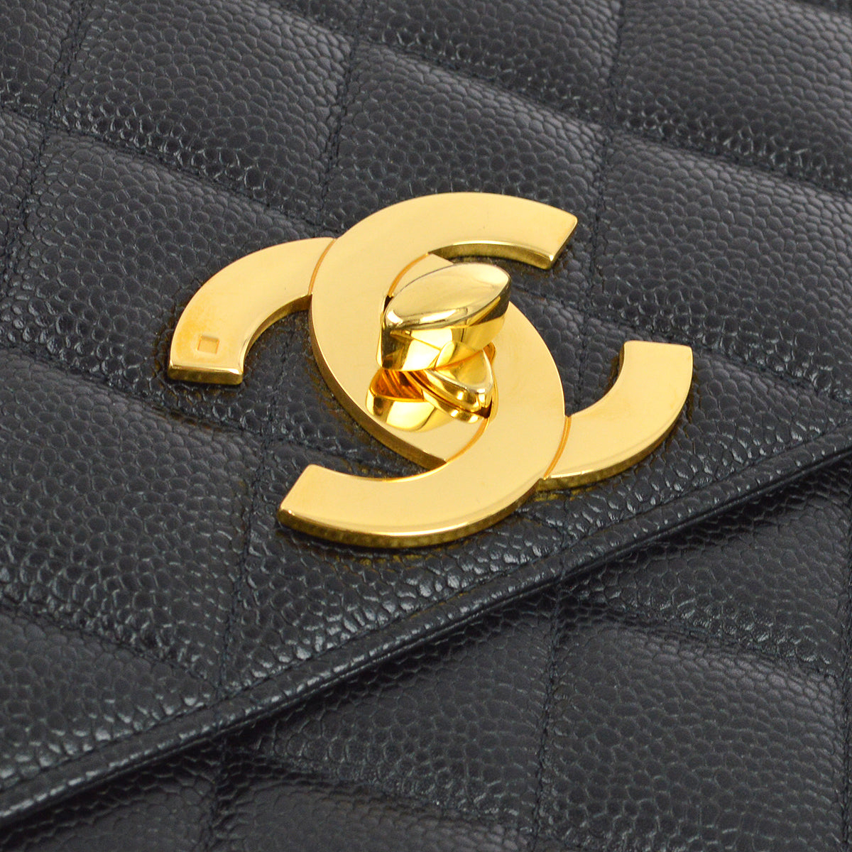 Luxury Chanel 1994-1996 Black Caviar Straight Flap Chain Shoulder Bag
