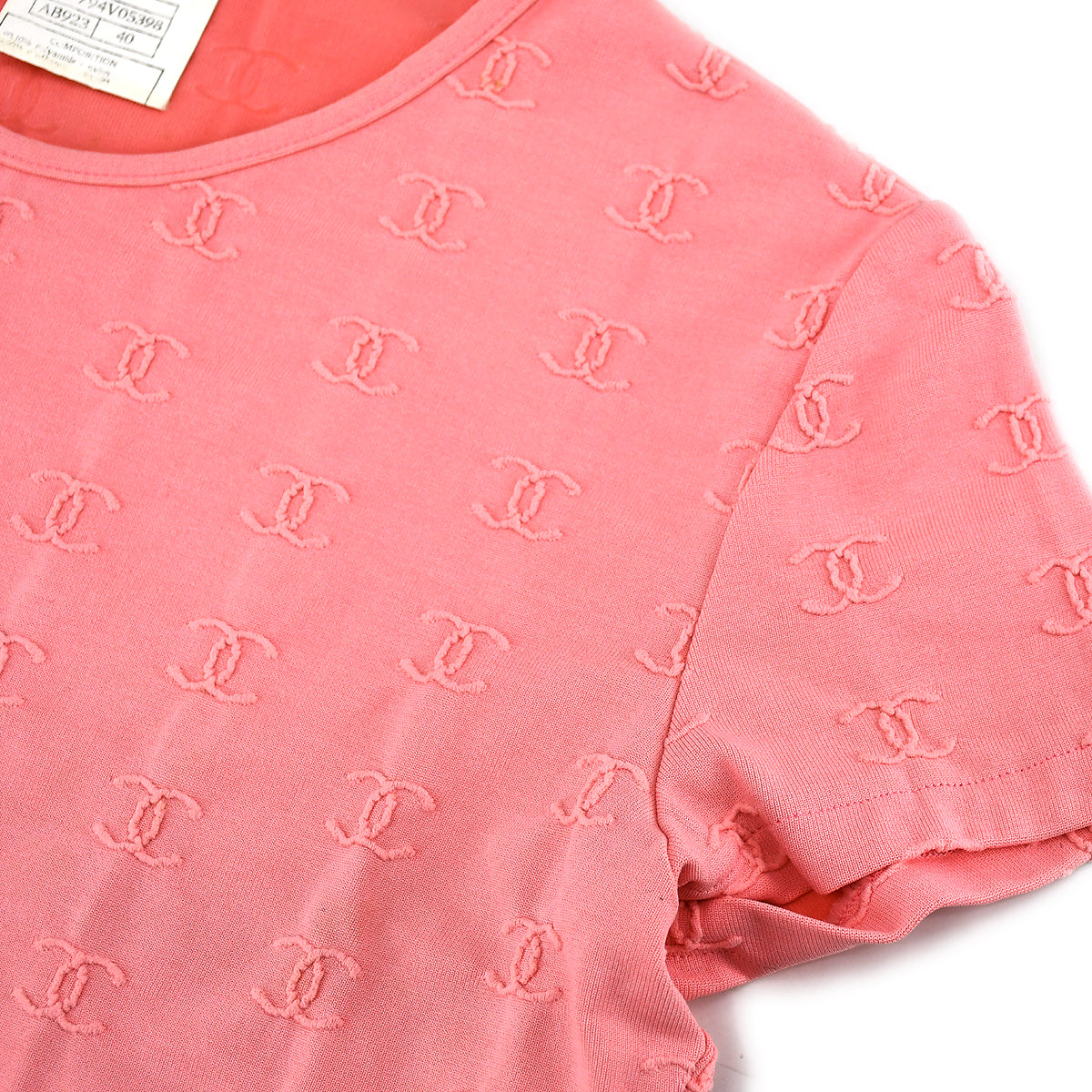 Luxury Chanel Cropped T-shirt Pink 97P #40
