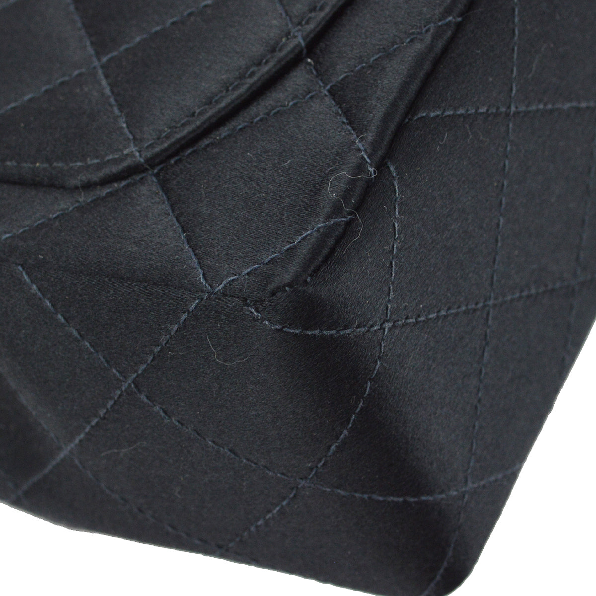 Luxury Chanel 2000-2001 Black Satin Mini Classic Square Flap Shoulder Bag 17