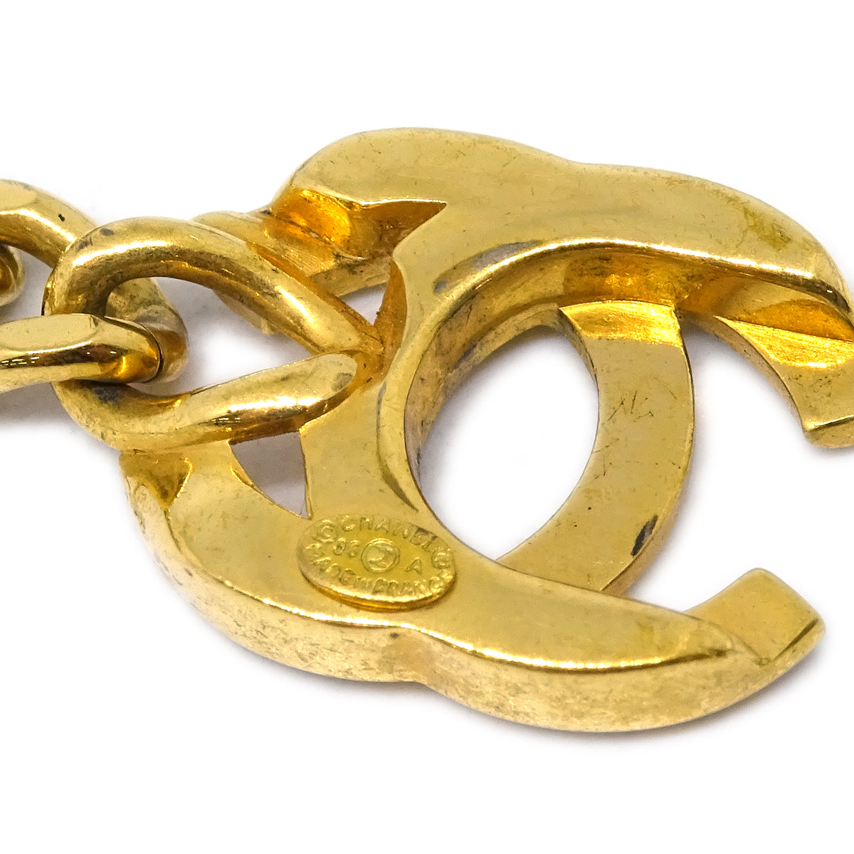 Luxury Chanel Turnlock Rhinestone Gold Chain Bracelet 96A