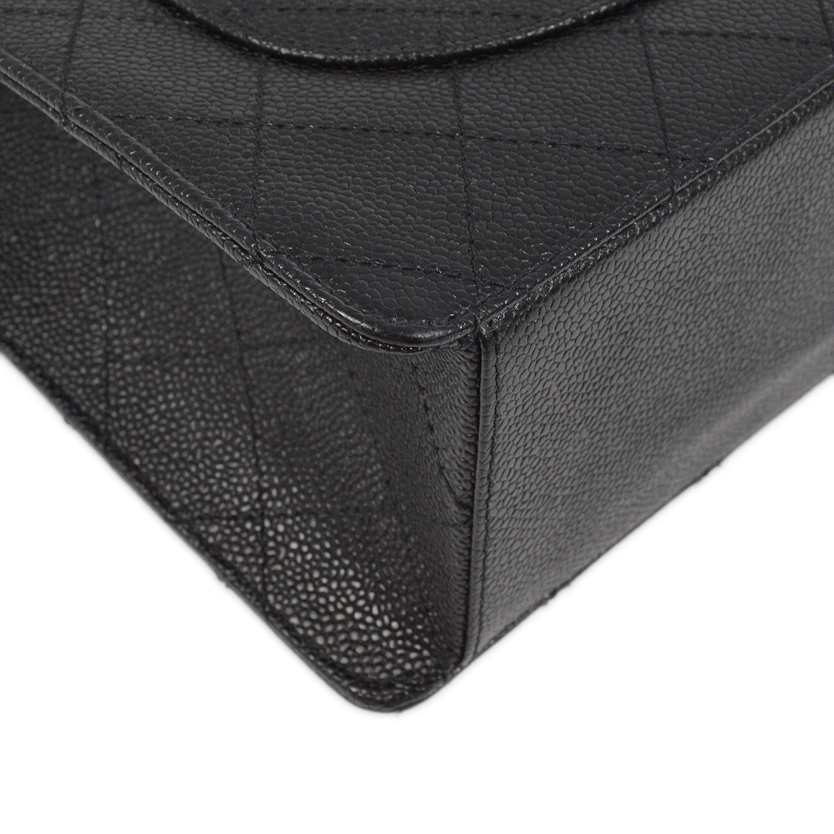 Luxury Chanel 1997-1999 Black Caviar Jumbo Classic Flap Shoulder Bag