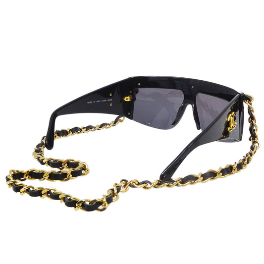 Luxury Chanel Chain Sunglasses Eyewear Black Small New