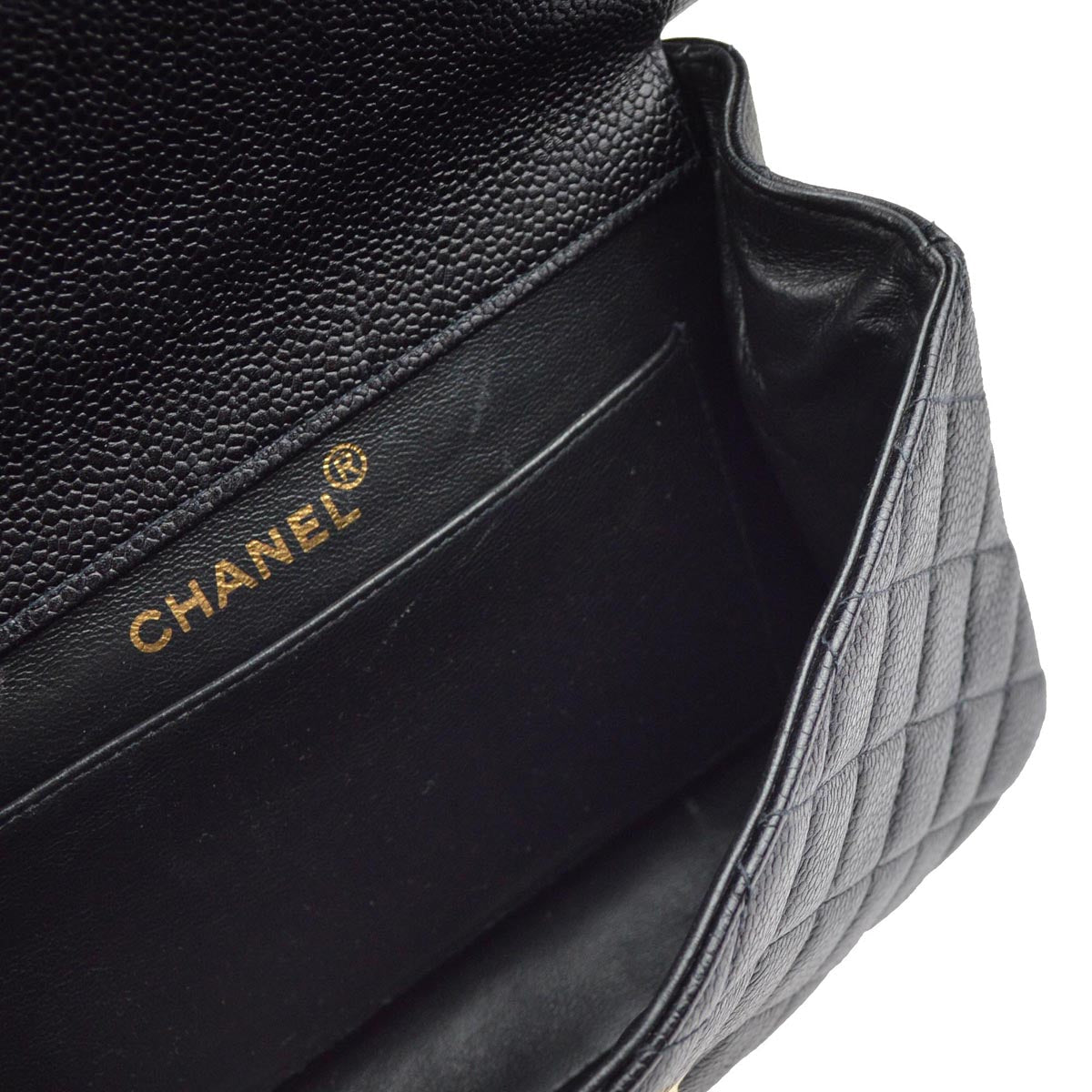 Luxury Chanel 1996-1997 Black Caviar Double Sided Classic Flap Shoulder Bag