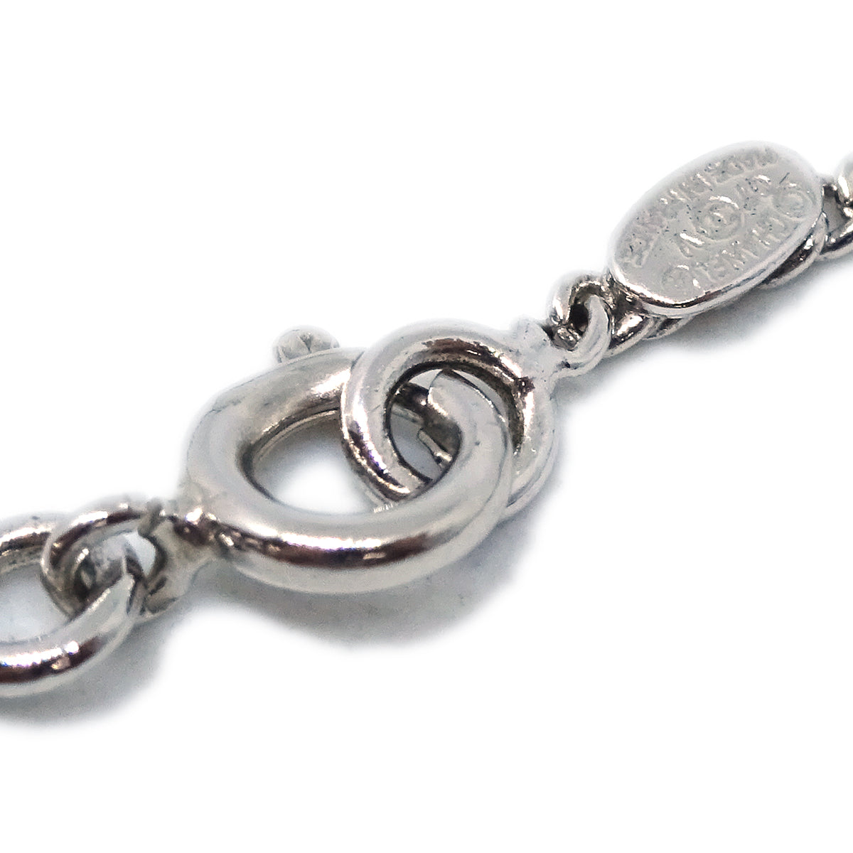 Luxury Chanel Chain Necklace Silver White 07V