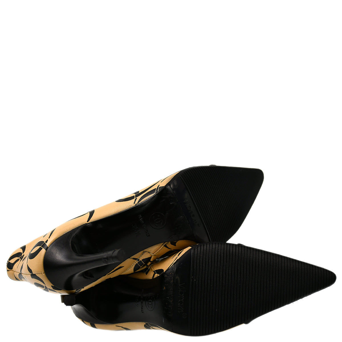 Luxury Chanel * Beige Bicolor Short Boots Shoes #35 1/2C