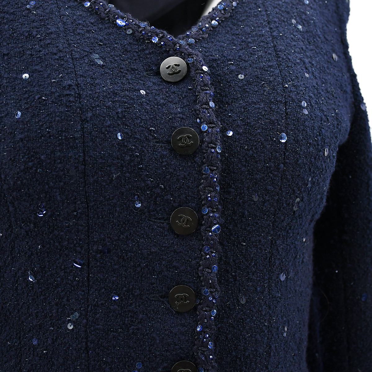 Luxury Chanel Collarless Jacket Navy #38