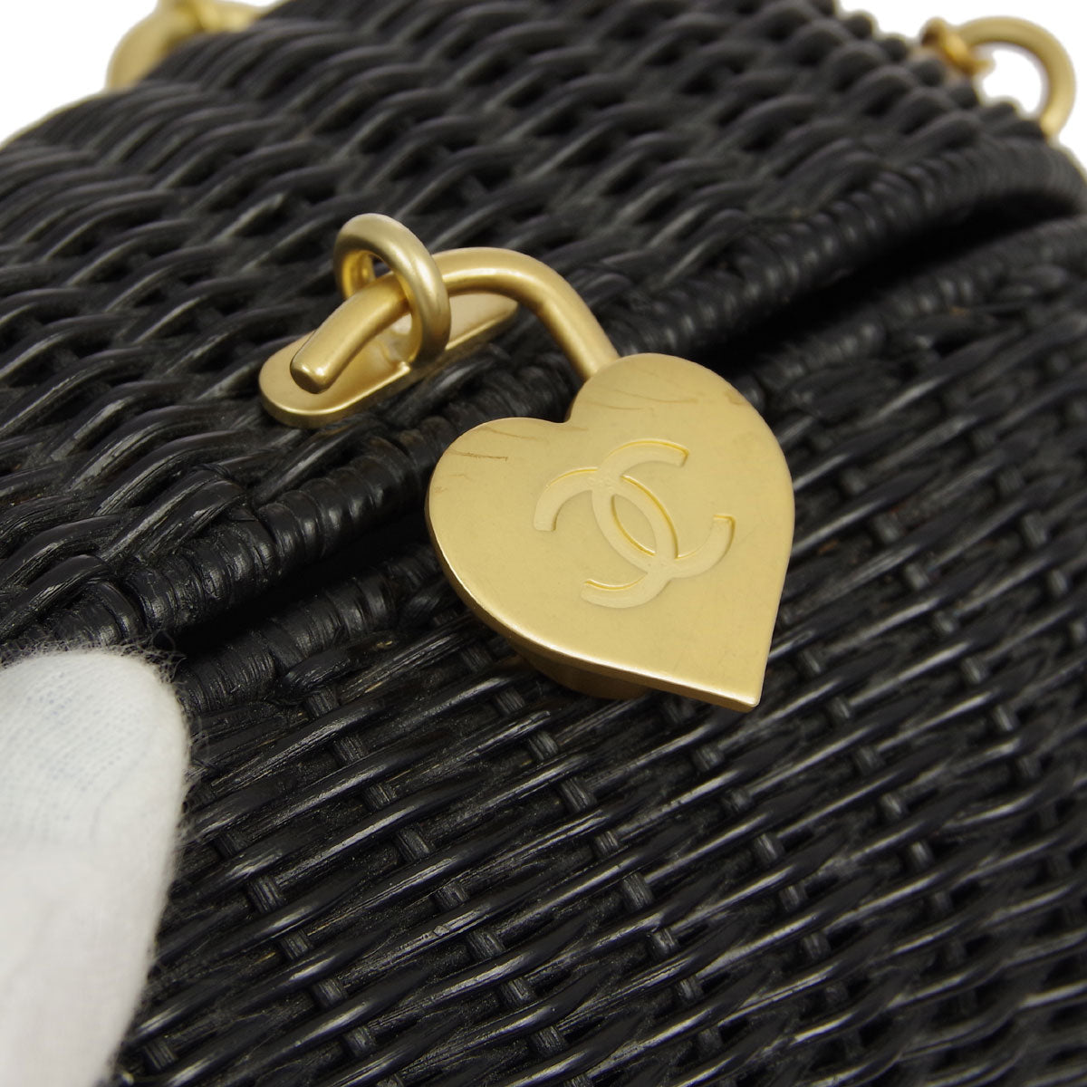 Luxury Chanel * 2004-2005 Black Rattan Basket 2way Shooulder Handbag